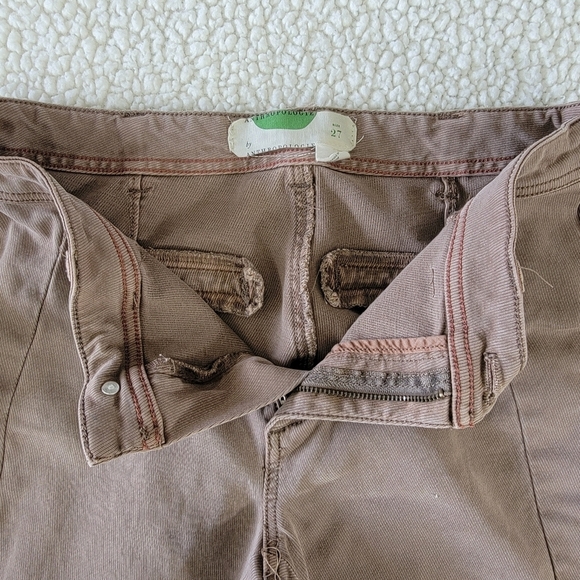 Anthropologie Ona Skinny Leg Utility Pants Cropped Button Ankle Tan Size 27 - Picture 9 of 16